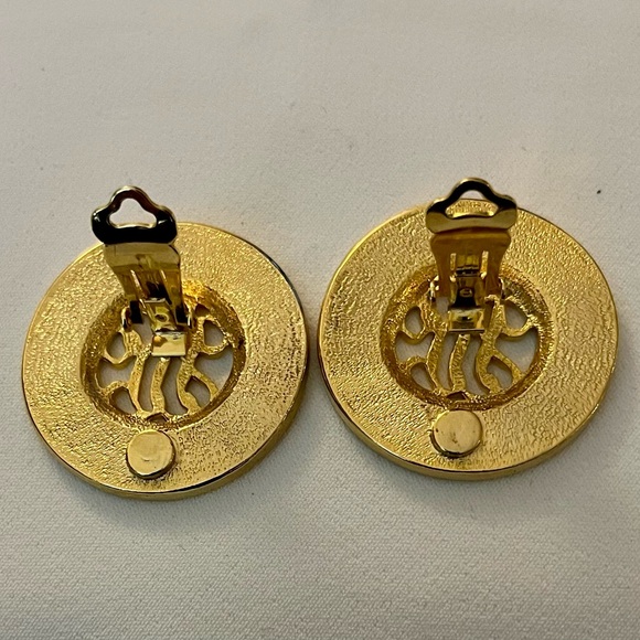 Black and Gold Monogram Earrings - Picture 10 of 16